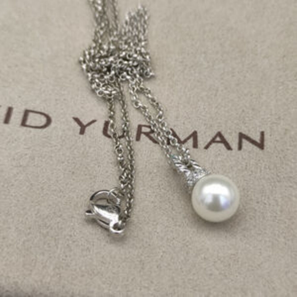 David Yurman pearl necklace, silver necklace